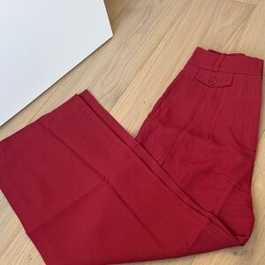 High-Waist Wide Leg Pants in Deep Red